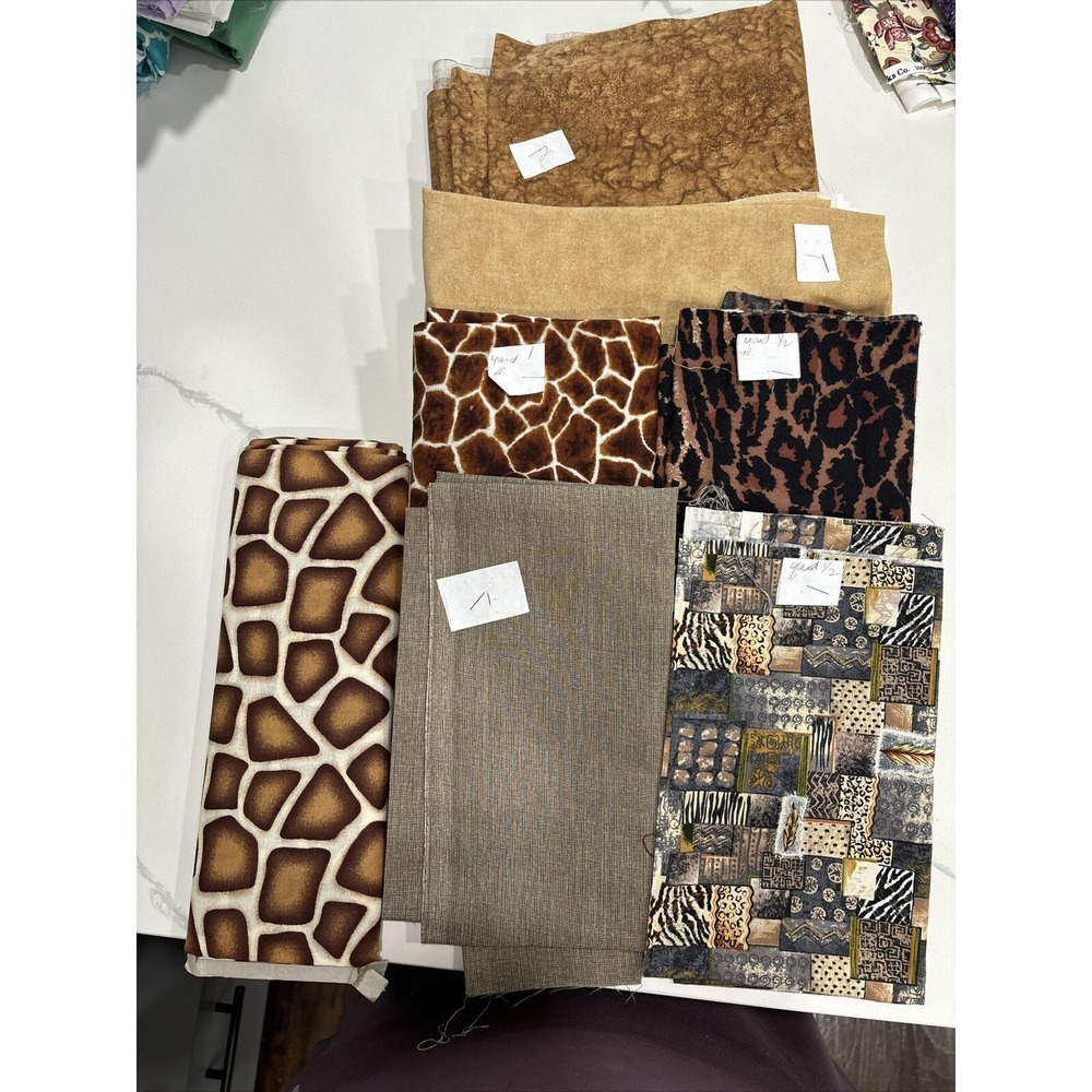 Quilting Cotton, Bundle brown/giraffe/ Tiger 7 pieces READ